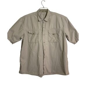 Eddie Bauer Short Sleeve Shirt Mens XXL Khaki‎ Good Ripstop Cargo Pocket Hiking